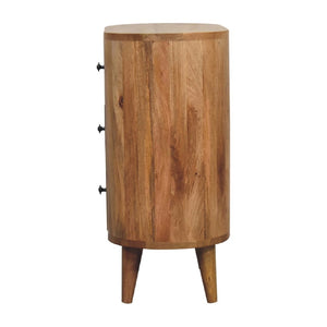 HomeRoots 26" Elegant Oak Solid Wood Oval Accent Cabinet with 3 Drawers for Stylish Storage Solutions 654262