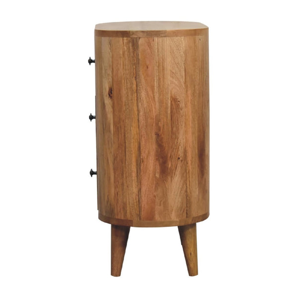 HomeRoots 26" Elegant Oak Solid Wood Oval Accent Cabinet with 3 Drawers for Stylish Storage Solutions 654262