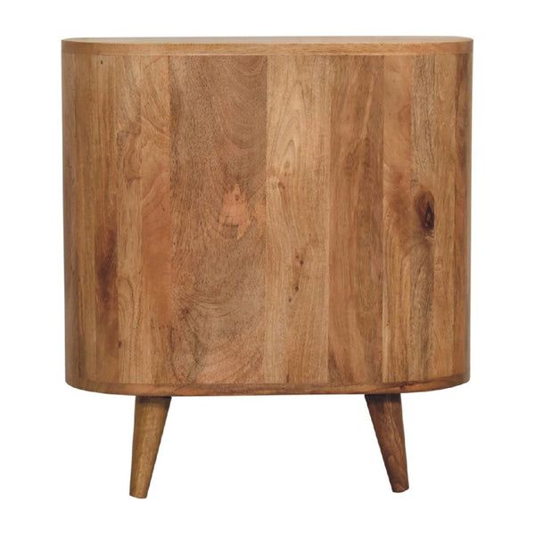 HomeRoots 26" Elegant Oak Solid Wood Oval Accent Cabinet with 3 Drawers for Stylish Storage Solutions 654262