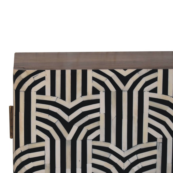 HomeRoots 32" Handcrafted Solid Wood Accent Cabinet with Inlaid Bone Doors - Stylish Storage for Every Space 654263