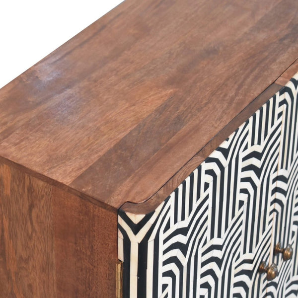 HomeRoots 32" Handcrafted Solid Wood Accent Cabinet with Inlaid Bone Doors - Stylish Storage for Every Space 654263