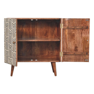 HomeRoots 32" Handcrafted Solid Wood Accent Cabinet with Inlaid Bone Doors - Stylish Storage for Every Space 654263