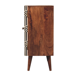 HomeRoots 32" Handcrafted Solid Wood Accent Cabinet with Inlaid Bone Doors - Stylish Storage for Every Space 654263