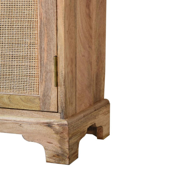 HomeRoots 34" Handcrafted Brown Solid Wood Rattan Accent Cabinet - Stylish Storage for Boho-Rustic Homes 654264