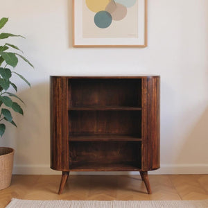 HomeRoots 39" Chestnut Solid Wood Three Tier Bookcase - Rustic Charm, Handcrafted Design, Ideal Storage Solution 654265