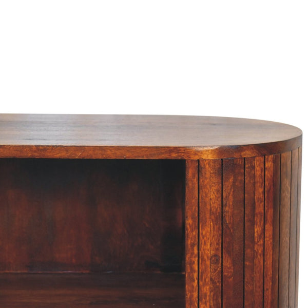 HomeRoots 39" Chestnut Solid Wood Three Tier Bookcase - Rustic Charm, Handcrafted Design, Ideal Storage Solution 654265