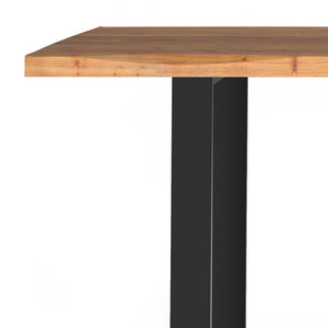 English Elm Fieldcrest Solid Acacia Dining Table with Live Edge Top and Black U-Shaped Iron Legs, 72" Natural B136P203502