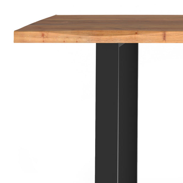 English Elm Fieldcrest Solid Acacia Dining Table with Live Edge Top and Black U-Shaped Iron Legs, 72" Natural B136P203502