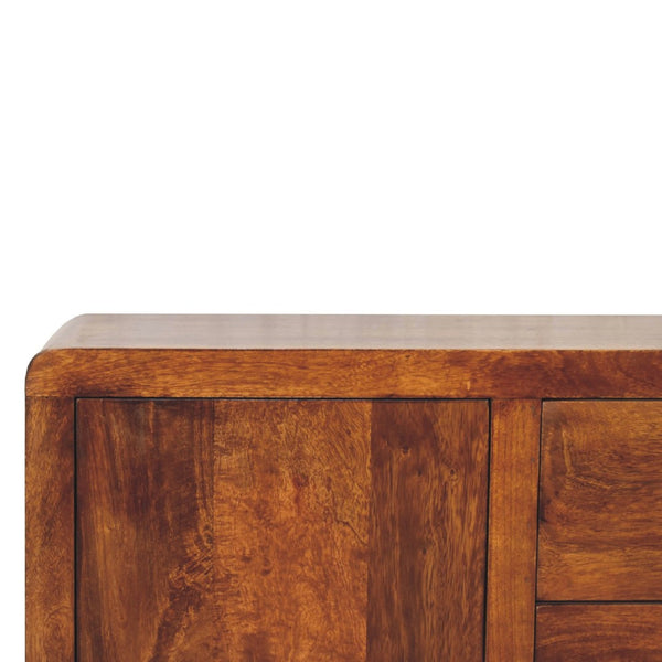 HomeRoots 32" Rustic Brown Distressed Mango Wood Accent Cabinet with 4 Drawers & Storage Door - Unique Charm! 654266