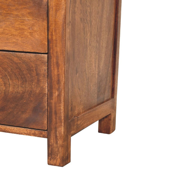 HomeRoots 32" Rustic Brown Distressed Mango Wood Accent Cabinet with 4 Drawers & Storage Door - Unique Charm! 654266