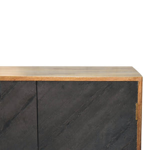 HomeRoots 30" Rustic Solid Mango Wood Accent Cabinet with Inlaid Slate Doors, Handcrafted Storage Solution 654269