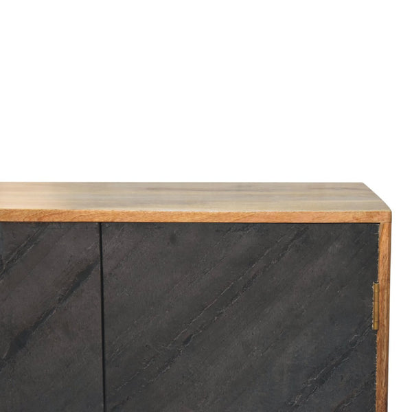 HomeRoots 30" Rustic Solid Mango Wood Accent Cabinet with Inlaid Slate Doors, Handcrafted Storage Solution 654269