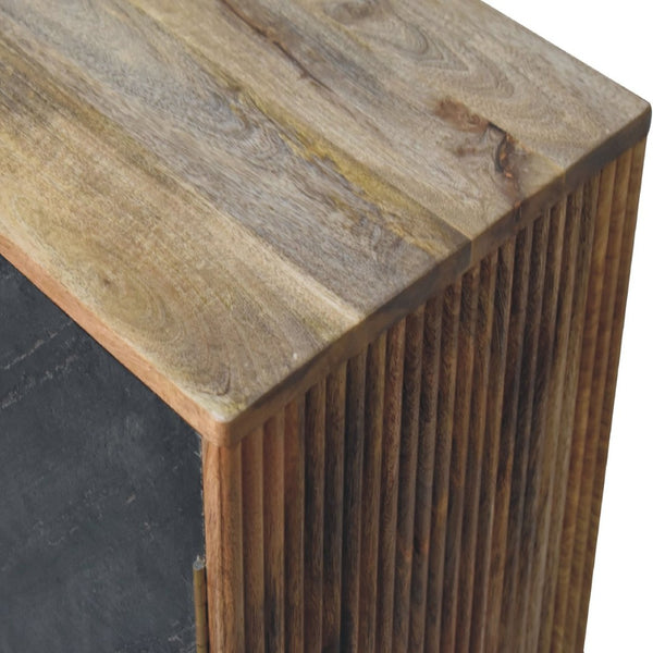 HomeRoots 30" Rustic Solid Mango Wood Accent Cabinet with Inlaid Slate Doors, Handcrafted Storage Solution 654269