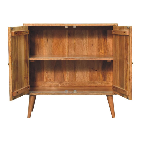 HomeRoots 30" Rustic Solid Mango Wood Accent Cabinet with Inlaid Slate Doors, Handcrafted Storage Solution 654269