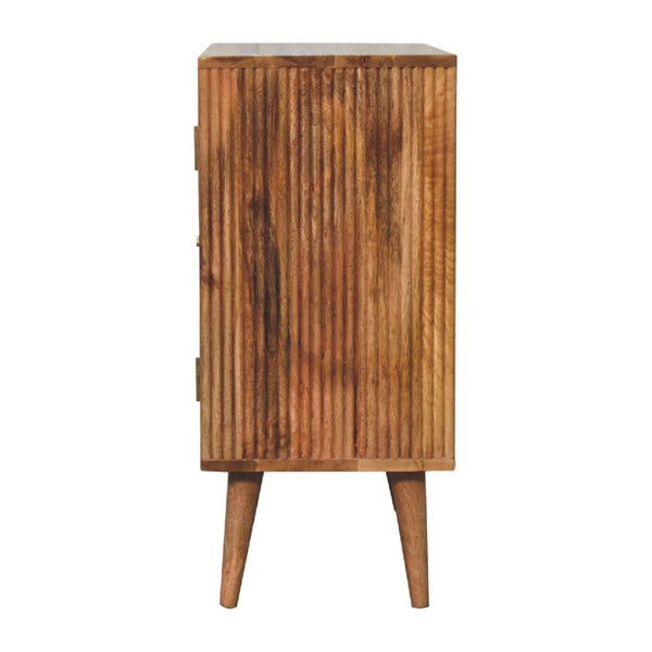 HomeRoots 30" Rustic Solid Mango Wood Accent Cabinet with Inlaid Slate Doors, Handcrafted Storage Solution 654269