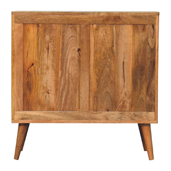 HomeRoots 30" Rustic Solid Mango Wood Accent Cabinet with Inlaid Slate Doors, Handcrafted Storage Solution 654269