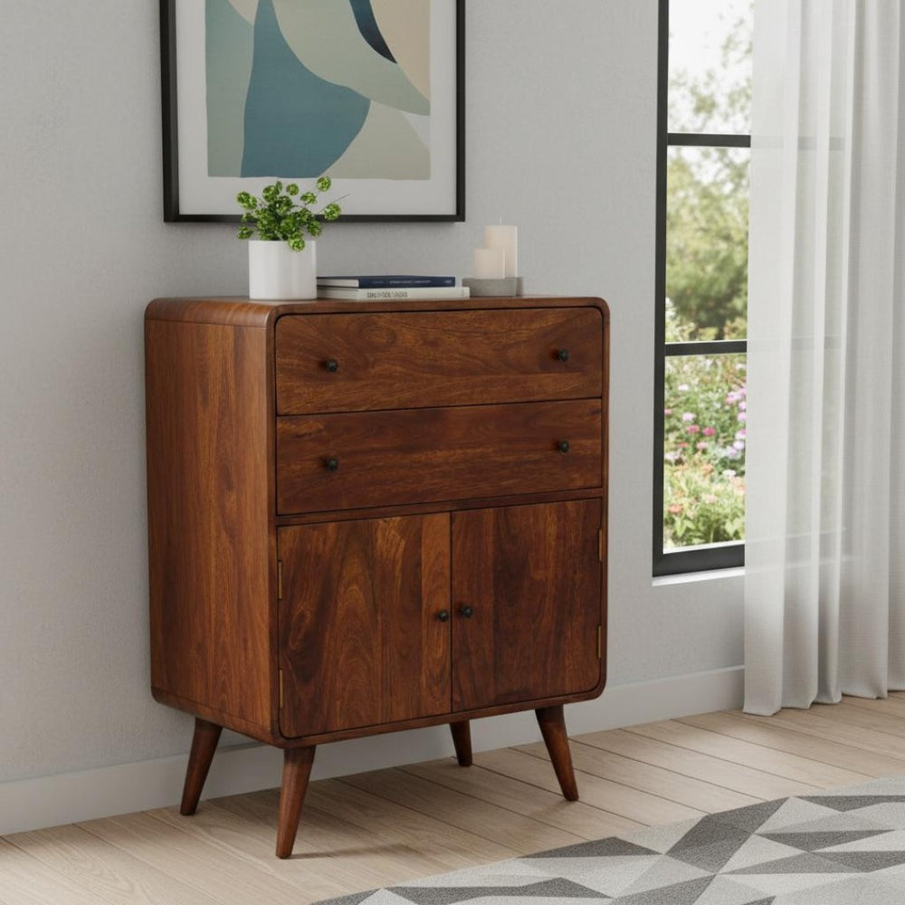 HomeRoots 38" Chestnut Solid Wood Accent Cabinet - Stylish Storage Solution with Rustic Charm & Modern Design 654270