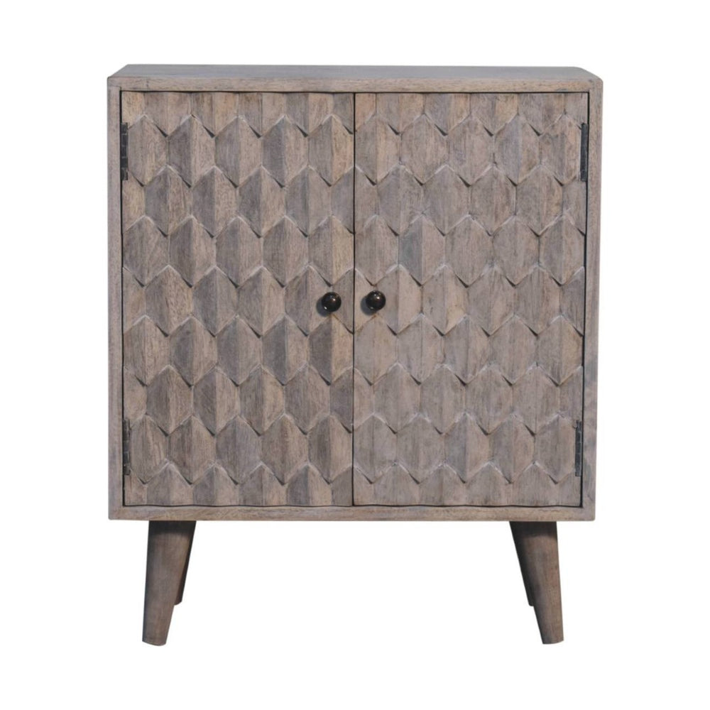 HomeRoots 26" Stone-Distressed Solid Wood Accent Cabinet - Rustic Two-Door Storage for Stylish Home Décor 654271