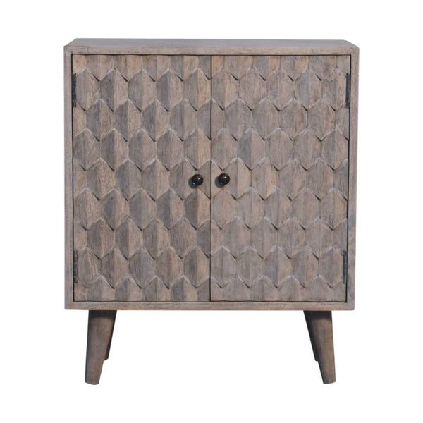 HomeRoots 26" Stone-Distressed Solid Wood Accent Cabinet - Rustic Two-Door Storage for Stylish Home Décor 654271