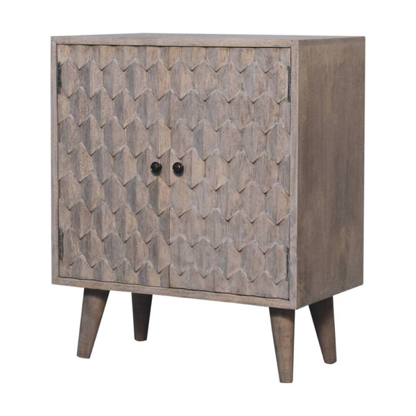 HomeRoots 26" Stone-Distressed Solid Wood Accent Cabinet - Rustic Two-Door Storage for Stylish Home Décor 654271