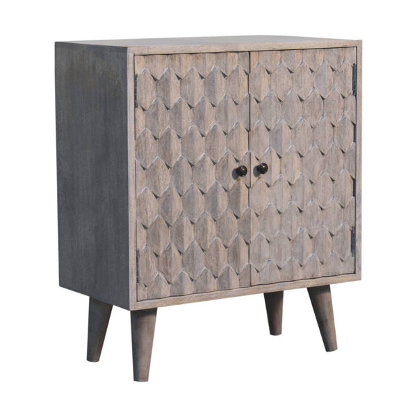 HomeRoots 26" Stone-Distressed Solid Wood Accent Cabinet - Rustic Two-Door Storage for Stylish Home Décor 654271