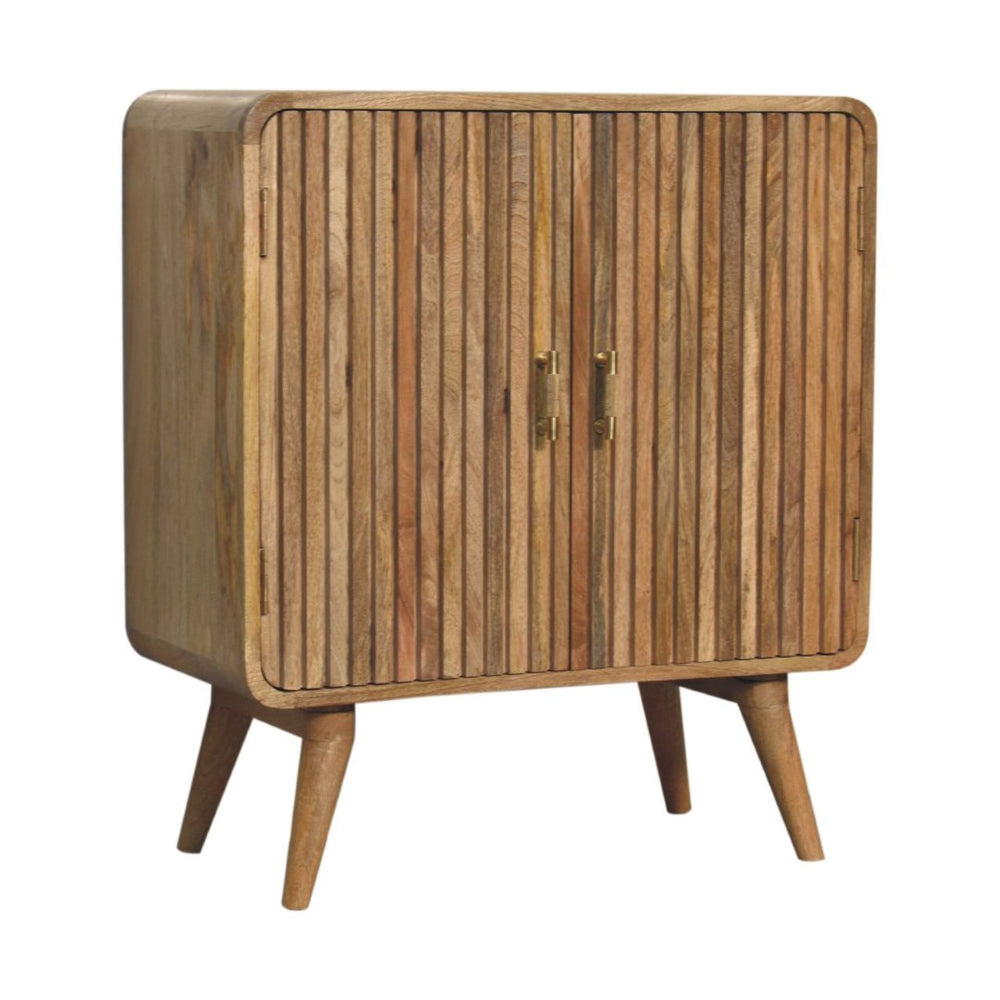 HomeRoots 32" Oak Solid Wood Textured Door Accent Cabinet – Stylish Storage for Entryways and Living Rooms! 654272
