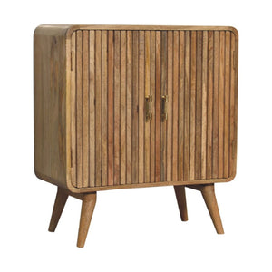 HomeRoots 32" Oak Solid Wood Textured Door Accent Cabinet – Stylish Storage for Entryways and Living Rooms! 654272