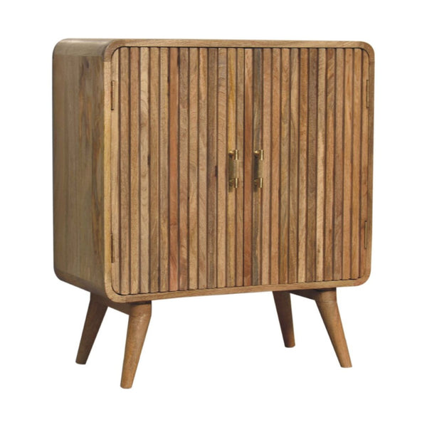 HomeRoots 32" Oak Solid Wood Textured Door Accent Cabinet – Stylish Storage for Entryways and Living Rooms! 654272