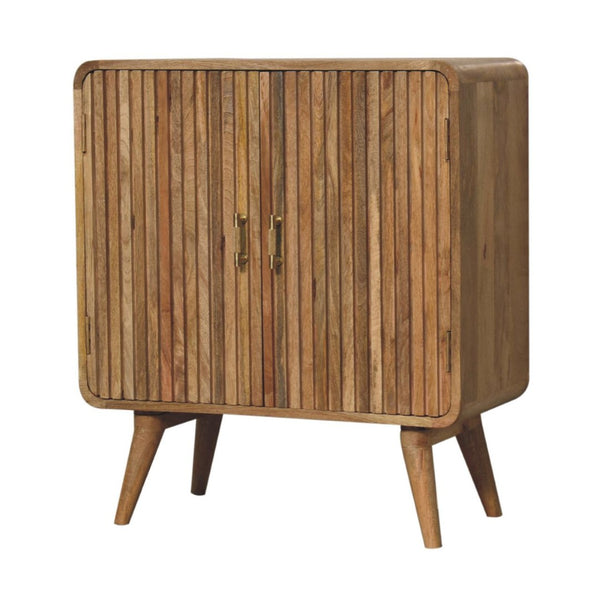 HomeRoots 32" Oak Solid Wood Textured Door Accent Cabinet – Stylish Storage for Entryways and Living Rooms! 654272
