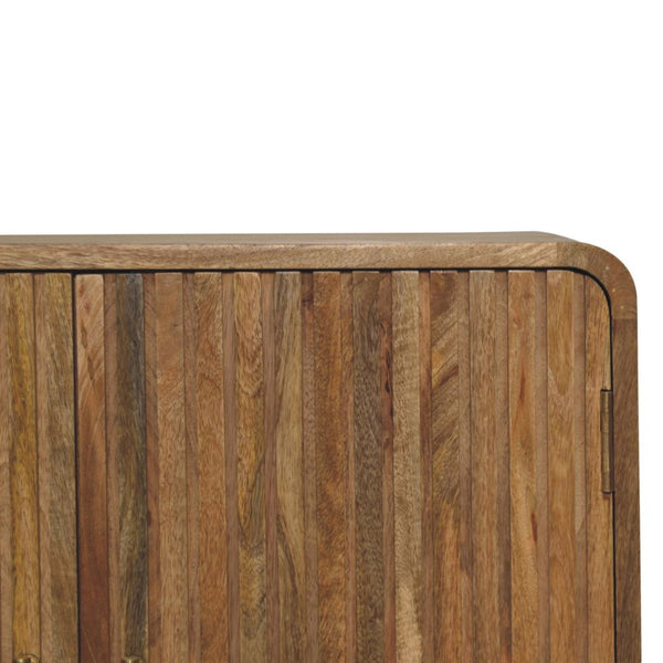HomeRoots 32" Oak Solid Wood Textured Door Accent Cabinet – Stylish Storage for Entryways and Living Rooms! 654272
