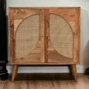 HomeRoots 32" Warm Chestnut Solid Wood Textured Door Accent Cabinet - Stylish Storage for Home or Office 654273