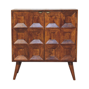 HomeRoots 32" Chestnut Accent Cabinet - Solid Mango Wood Storage with Two Doors for Modern Rustic Charm 654275