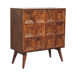 HomeRoots 32" Chestnut Accent Cabinet - Solid Mango Wood Storage with Two Doors for Modern Rustic Charm 654275