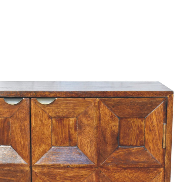 HomeRoots 32" Chestnut Accent Cabinet - Solid Mango Wood Storage with Two Doors for Modern Rustic Charm 654275