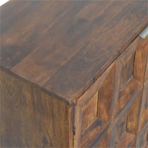 HomeRoots 32" Chestnut Accent Cabinet - Solid Mango Wood Storage with Two Doors for Modern Rustic Charm 654275