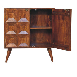 HomeRoots 32" Chestnut Accent Cabinet - Solid Mango Wood Storage with Two Doors for Modern Rustic Charm 654275