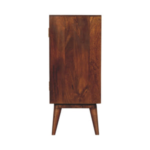 HomeRoots 32" Chestnut Accent Cabinet - Solid Mango Wood Storage with Two Doors for Modern Rustic Charm 654275