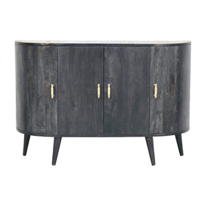 HomeRoots 32" Rustic Modern Charcoal Distressed Solid Wood Accent Cabinet With Four Doors for Stylish Storage 654276