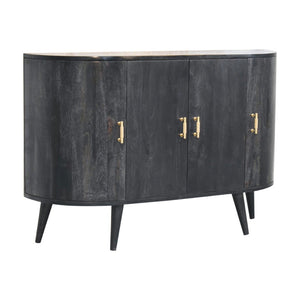 HomeRoots 32" Rustic Modern Charcoal Distressed Solid Wood Accent Cabinet With Four Doors for Stylish Storage 654276