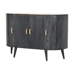 HomeRoots 32" Rustic Modern Charcoal Distressed Solid Wood Accent Cabinet With Four Doors for Stylish Storage 654276