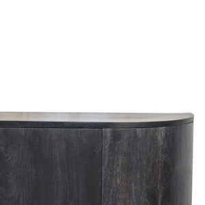 HomeRoots 32" Rustic Modern Charcoal Distressed Solid Wood Accent Cabinet With Four Doors for Stylish Storage 654276