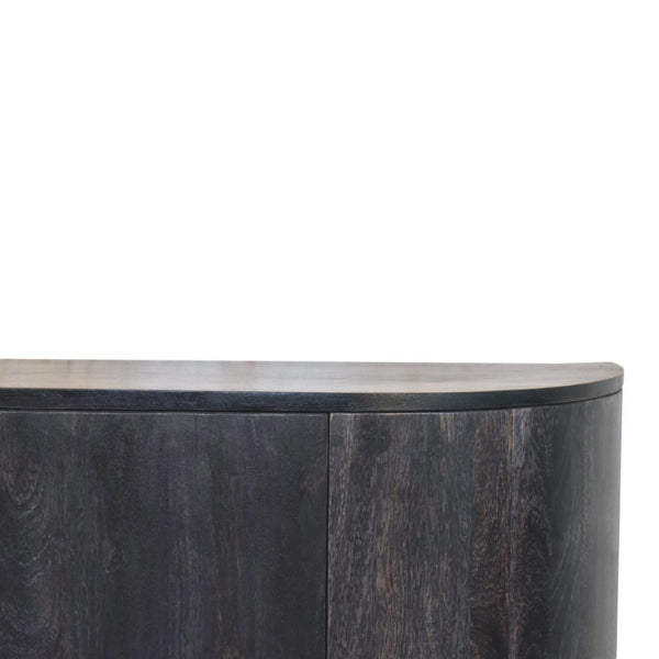 HomeRoots 32" Rustic Modern Charcoal Distressed Solid Wood Accent Cabinet With Four Doors for Stylish Storage 654276