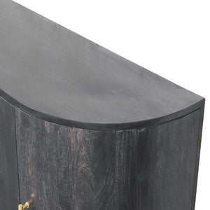 HomeRoots 32" Rustic Modern Charcoal Distressed Solid Wood Accent Cabinet With Four Doors for Stylish Storage 654276