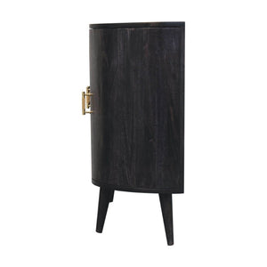 HomeRoots 32" Rustic Modern Charcoal Distressed Solid Wood Accent Cabinet With Four Doors for Stylish Storage 654276