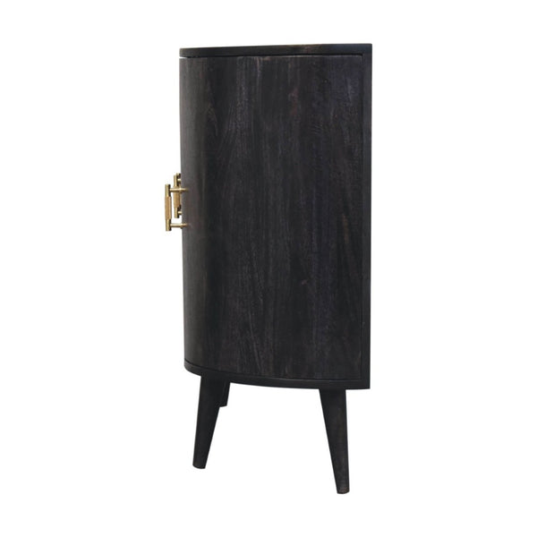 HomeRoots 32" Rustic Modern Charcoal Distressed Solid Wood Accent Cabinet With Four Doors for Stylish Storage 654276