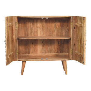 HomeRoots 32" Handcrafted Dark Brown & Black Solid Wood Accent Cabinet with Unique Bone Inlay Design & Storage 654282