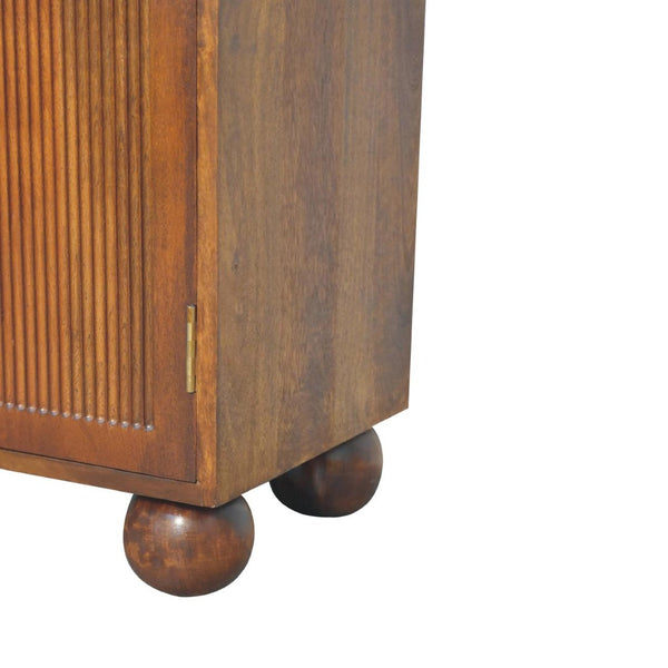 HomeRoots 27" Chestnut Solid Mango Wood Accent Cabinet with Geometric Texture for Stylish Storage Solutions 654283