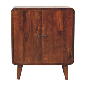 HomeRoots 26" Brown Solid Mango Wood Accent Cabinet - Mid-Century Modern Design with Smart Storage Solutions 654285
