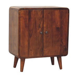 HomeRoots 26" Brown Solid Mango Wood Accent Cabinet - Mid-Century Modern Design with Smart Storage Solutions 654285