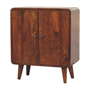 HomeRoots 26" Brown Solid Mango Wood Accent Cabinet - Mid-Century Modern Design with Smart Storage Solutions 654285
